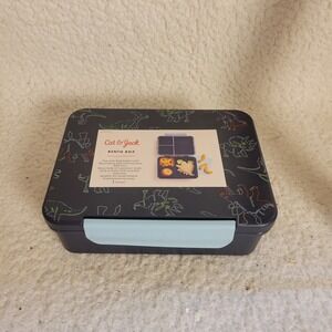 Cat & Jack Bento Box Navy Blue Dinosaur Outline 3 Compartment Kids Lunch Box NEW